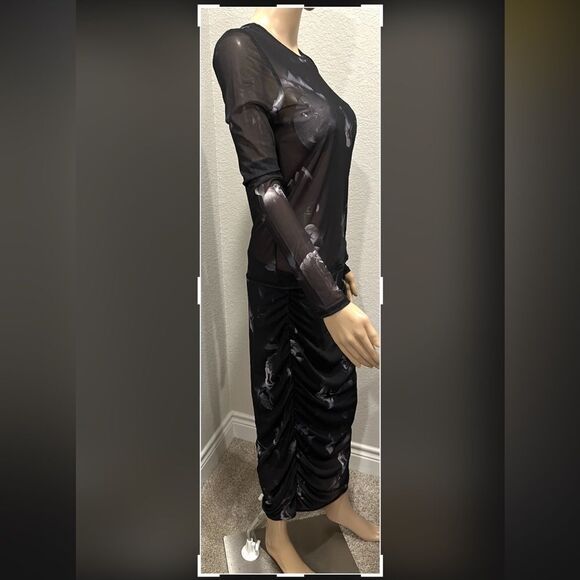 Nwt Rebecca Minkoff LS floral sheer blouse with matching skirt - Picture 2 of 5